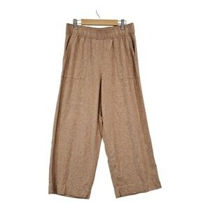 Sigrid Olsen Linen Blend Cropped Wide Leg‎ Pant Medium Neutral Flowy Lagenlook